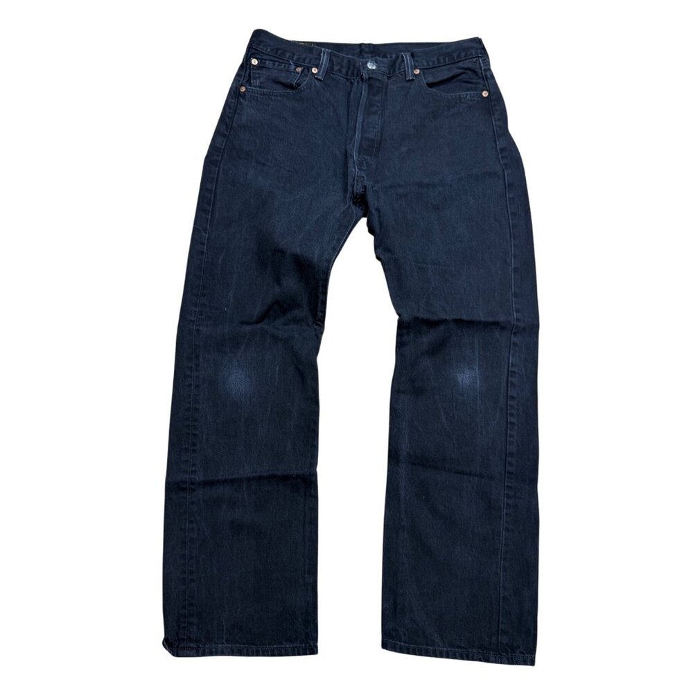 Levis Mens Black 501 Black Wash Denim Straight Leg Jeans 36x32‎ Y2K 30"